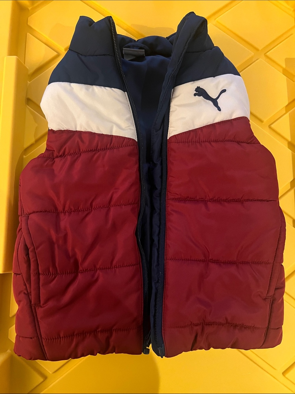 Puma Red Navy White Colorblock Puffer Vest